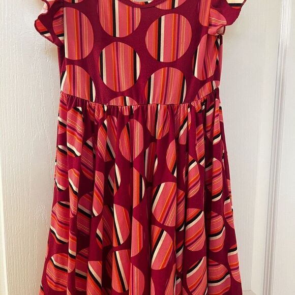 Dot Dot Smile Striped Circles Twirl Dress Flutter Sleeve Girls Size 3/4 - Picture 3 of 10